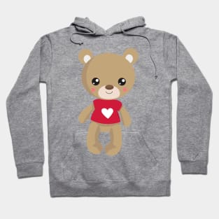 Valentine's Day Bear, Teddy Bear, Love, Hearts Hoodie